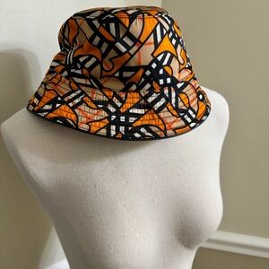Burberry Orange and Black Patterned Hat